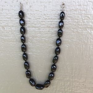 GSJ Black Stone Statement Choker Necklace